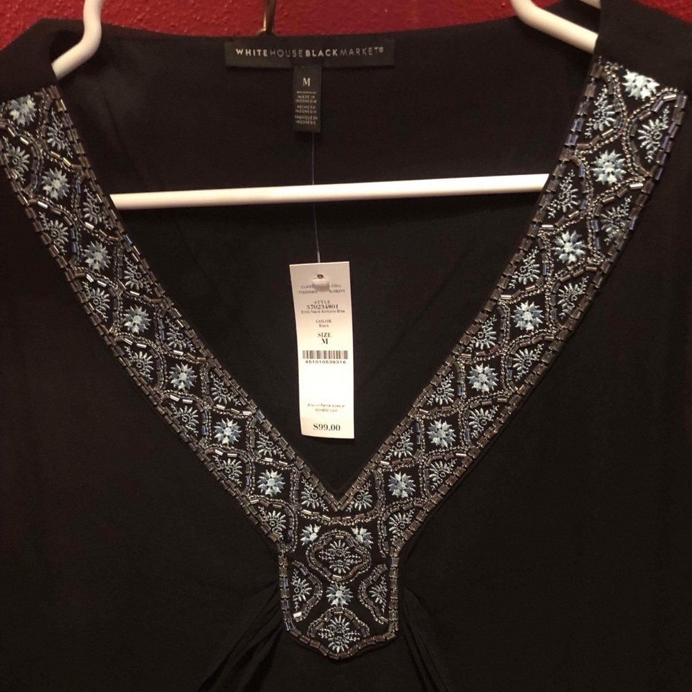 Beautiful NEW WHBM black blouse sz M - Picture 3 of 6